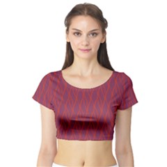 Red Pattern Short Sleeve Crop Top (tight Fit) by Valentinaart