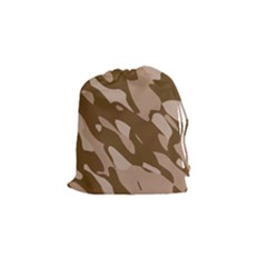 Background For Scrapbooking Or Other Beige And Brown Camouflage Patterns Drawstring Pouches (small)  by Nexatart