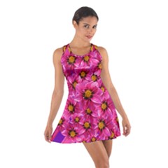 Dahlia Flowers Pink Garden Plant Cotton Racerback Dress by Nexatart