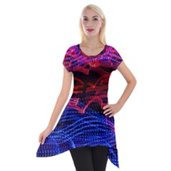 Lights Abstract Curves Long Exposure Short Sleeve Side Drop Tunic by Nexatart