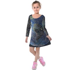 World Mosaic Kids  Long Sleeve Velvet Dress by Nexatart