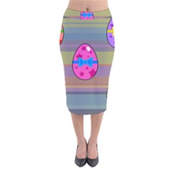 Holidays Occasions Easter Eggs Velvet Midi Pencil Skirt by Nexatart