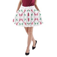 Reindeer Pattern A-line Pocket Skirt by Nexatart