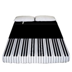 Piano Keyboard With Notes Vector Fitted Sheet (queen Size) by Nexatart