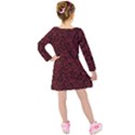 Red coral pattern Kids  Long Sleeve Velvet Dress View2