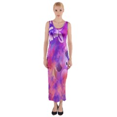 Abstract Flowers Bird Artwork Fitted Maxi Dress by Nexatart