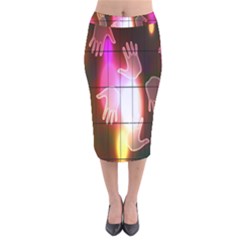 Abstract Background Design Squares Velvet Midi Pencil Skirt by Nexatart