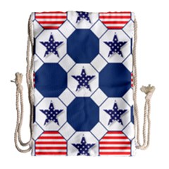 Patriotic Symbolic Red White Blue Drawstring Bag (large) by Nexatart