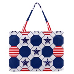 Patriotic Symbolic Red White Blue Medium Zipper Tote Bag by Nexatart