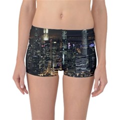 City At Night Lights Skyline Reversible Bikini Bottoms by Nexatart