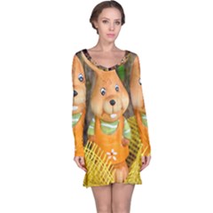 Easter Hare Easter Bunny Long Sleeve Nightdress by Nexatart