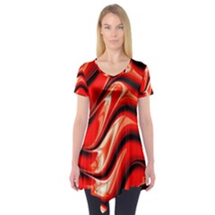 Fractal Mathematics Abstract Short Sleeve Tunic  by Nexatart