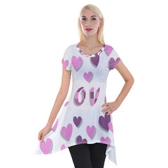 Love Valentine S Day 3d Fabric Short Sleeve Side Drop Tunic by Nexatart