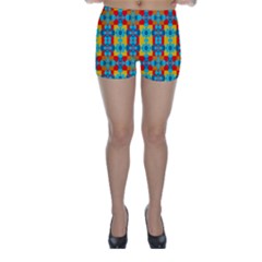 Pop Art Abstract Design Pattern Skinny Shorts by Nexatart