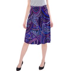 Abstract Electric Blue Hippie Vector  Midi Beach Skirt by Brittlevirginclothing