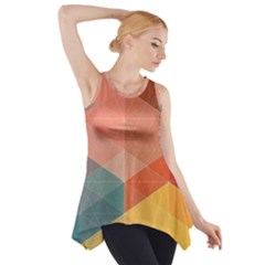 Colorful Warm Colored Quares Side Drop Tank Tunic by Brittlevirginclothing