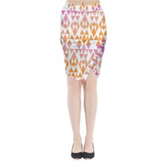 Geometric Abstract Orange Purple Pattern Midi Wrap Pencil Skirt by Nexatart