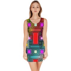 Art Rectangles Abstract Modern Art Sleeveless Bodycon Dress by Nexatart