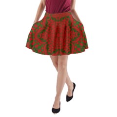 Christmas Kaleidoscope Art Pattern A-line Pocket Skirt by Nexatart