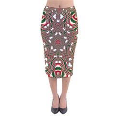 Christmas Kaleidoscope Velvet Midi Pencil Skirt by Nexatart