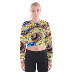 Complex Fractal Chaos Grid Clock Women s Cropped Sweatshirt by Nexatart