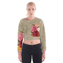 Flower Floral Bouquet Background Women s Cropped Sweatshirt by Nexatart