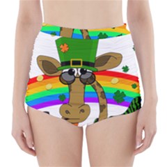 Irish Giraffe High-waisted Bikini Bottoms by Valentinaart