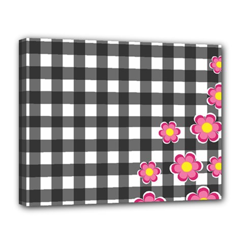 Floral Plaid Pattern Canvas 14  X 11  by Valentinaart