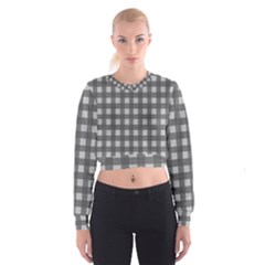 Gray Plaid Pattern Women s Cropped Sweatshirt by Valentinaart