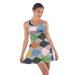 Leather Colorful Diamond Design Cotton Racerback Dress by Nexatart