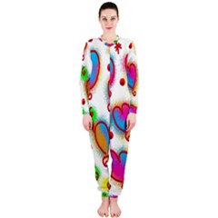 Love Hearts Shapes Doodle Art Onepiece Jumpsuit (ladies)  by Nexatart