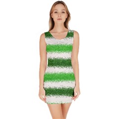 Metallic Green Glitter Stripes Sleeveless Bodycon Dress by Nexatart