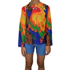 Parakeet Colorful Bird Animal Kids  Long Sleeve Swimwear by Nexatart