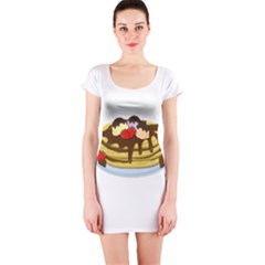 Pancakes - Shrove Tuesday Short Sleeve Bodycon Dress by Valentinaart