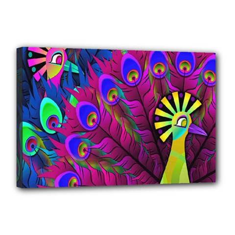 Peacock Abstract Digital Art Canvas 18  X 12  by Nexatart