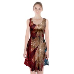 Poinsettia Red Blue White Racerback Midi Dress by Nexatart