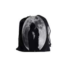 Silhouette Of Lovers Drawstring Pouches (medium)  by Nexatart