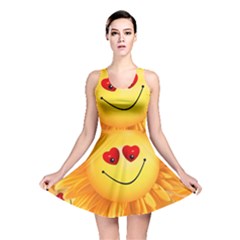 Smiley Joy Heart Love Smile Reversible Skater Dress by Nexatart