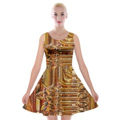 Tuba Valves Pipe Shiny Instrument Music Velvet Skater Dress by Nexatart