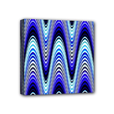 Waves Wavy Blue Pale Cobalt Navy Mini Canvas 4  X 4  by Nexatart