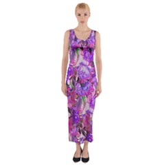 Flowers Abstract Digital Art Fitted Maxi Dress by Amaryn4rt