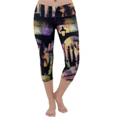 Street Colorful Abstract People Capri Yoga Leggings by Amaryn4rt