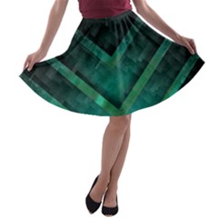 Green Background Wallpaper Motif Design A-line Skater Skirt by Amaryn4rt