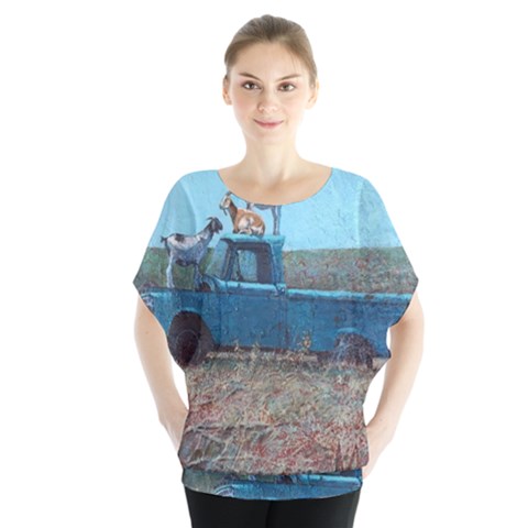 Goats On A Pickup Truck Blouse by digitaldivadesigns