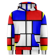 Mondrian Red Blue Yellow Men s Zipper Hoodie by Amaryn4rt