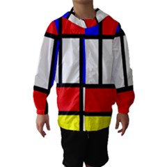 Mondrian Red Blue Yellow Hooded Wind Breaker (kids) by Amaryn4rt