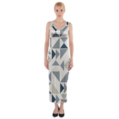 Geometric Triangle Modern Mosaic Fitted Maxi Dress by Amaryn4rt