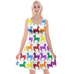 Colorful Horse Background Wallpaper Reversible Velvet Sleeveless Dress by Amaryn4rt