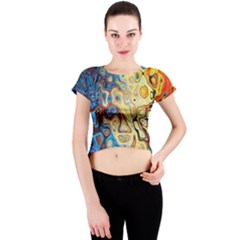 Background Structure Absstrakt Color Texture Crew Neck Crop Top by Amaryn4rt