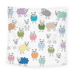 Sheep Cartoon Colorful Square Tapestry (large) by Amaryn4rt